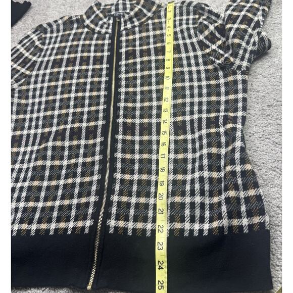 Jones New York full-zip jacket, likely a plaid tweed knit Womens Medium Bomber - Picture 7 of 12